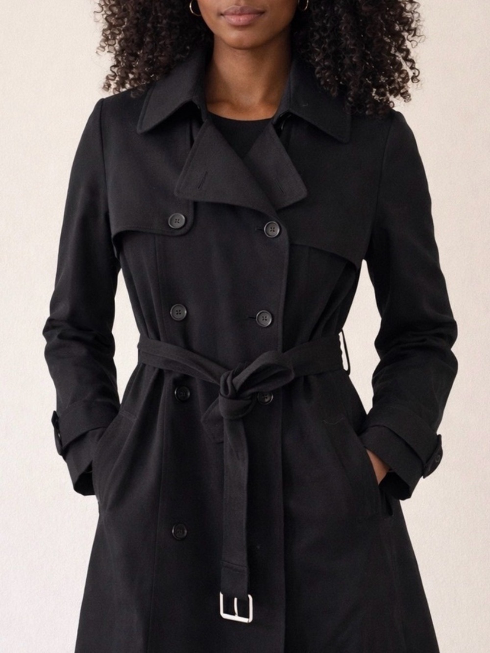 Club Monaco Black Belted Trench Coat Size XS